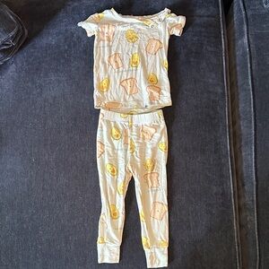 Angel Dear Light Blue Pajama Set with Toast and Avocado Print